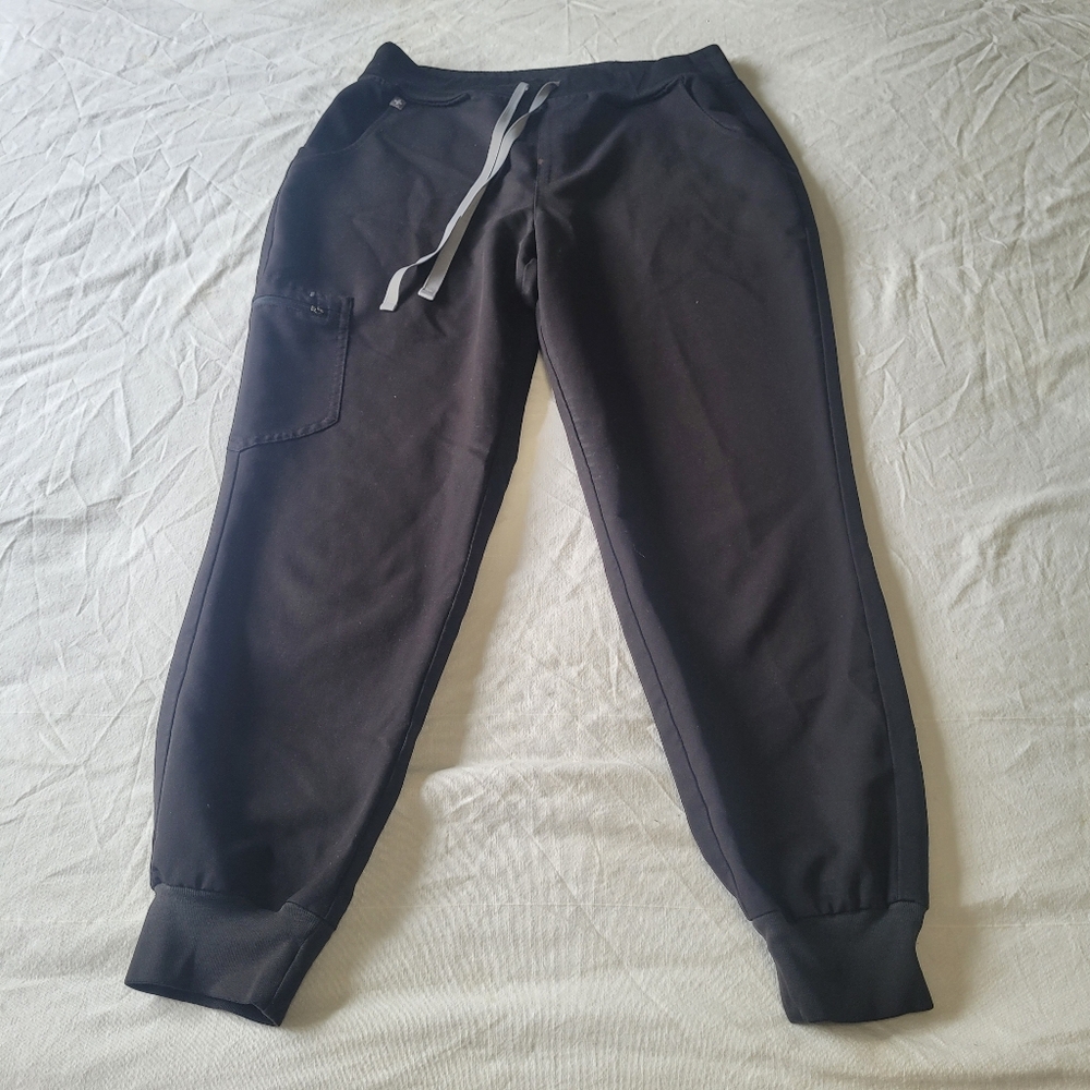FIGS Zamora Scrub Jogger Pants Womens Medium Petite Black Medical Dental Nurse